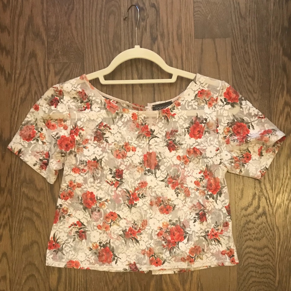 Topshop Floral Lace Crop Top